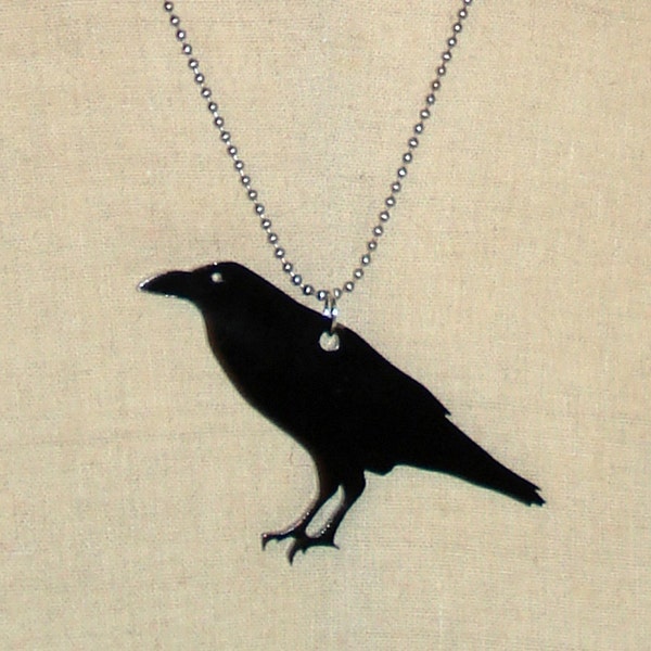 Raven Necklace, Animal Shape, Crow Black Bird Necklace, Lasercut Acrylic, Gothic Jewelry