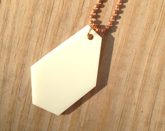 Large Geometric Necklace - Statement Jewelry - Boho Chic Lasercut Necklace - Cream Acrylic Plastic