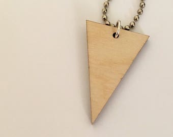 Geometric Shape Necklace, Triangle Necklace, Wooden Lasercut Jewelry