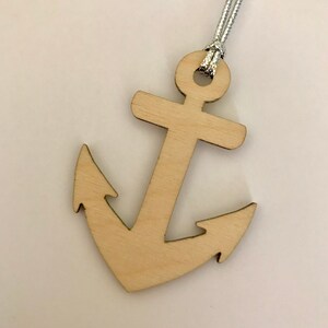 Wooden Anchor Ornament, Nautical Decor Style Gift Christmas Tree Ornament, Stocking Stuffer, Lasercut Wood, image 2