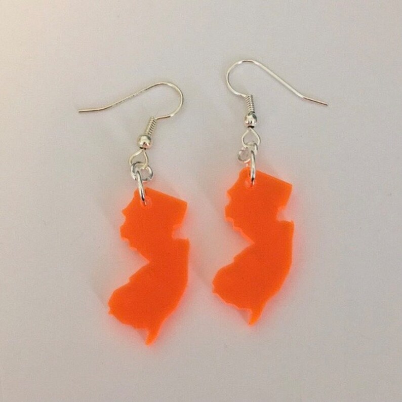 Neon Orange New Jersey Earrings Fluorescent State Jewelry image 2