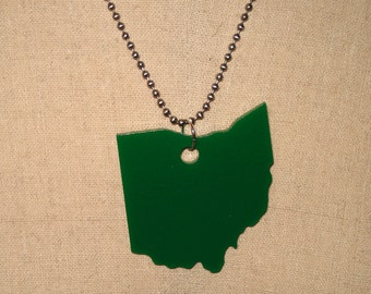 Green Ohio Necklace - Laser Cut Acrylic, Large Size