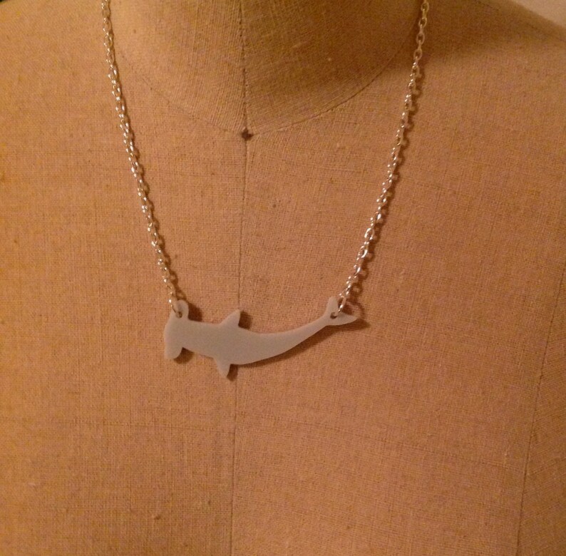 Hammerhead Shark Necklace, Ocean Animal Necklace Grey Acrylic, Gift for Friend image 3