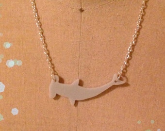 Hammerhead Shark Necklace, Ocean Animal Necklace Grey Acrylic, Gift for Friend