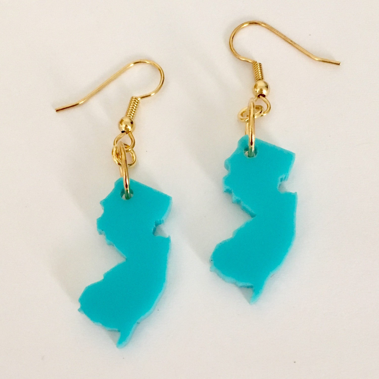 State Jewelry New Jersey Earrings Turquoise Blue Acrylic Etsy