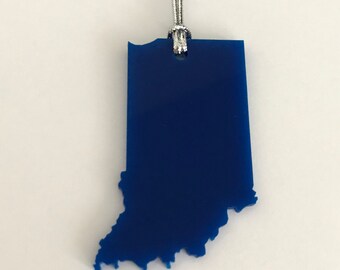 Dark Blue Indiana Ornament, Stocking Stuffer, State Shape Christmas Ornament, Indiana Gift, Holiday Tree Ornament