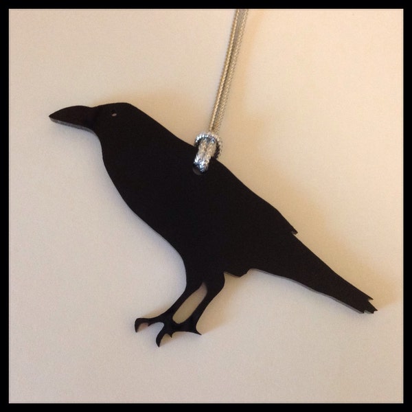 Raven Bird Christmas Holiday Ornament, Black Acrylic, Tree Ornament, Christmas Home Decor, Crow Shape, Stocking Stuffer