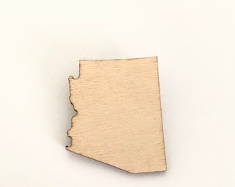 Arizona Pin in Wood, State Shape Brooch, Wooden Jewelry, Arizona Shape Pin