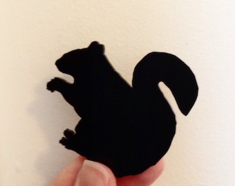 Black Squirrel Pin - Woodland Jewelry Animal Shape Brooch - Large Size - Lasercut