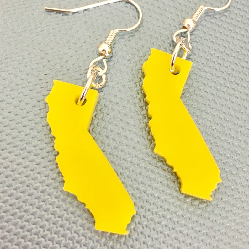 State Earrings California Earrings Yellow LaserCut Acrylic Etsy