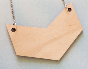 Very Large Chevron Necklace, Statement Jewelry in Lasercut Wood, Geometric Necklace