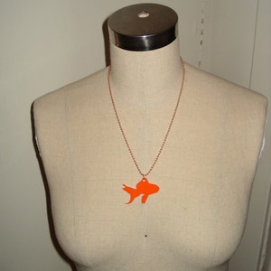 Goldfish Necklace on Copper Chain in Orange, Fish Necklace, Animal Shape Jewelry image 2