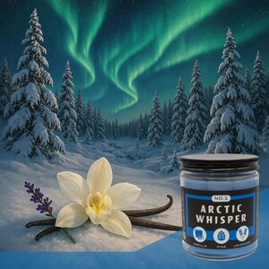 Arctic Whisper - Vela de cera de soja de 250 ml vertida a mano - Vainilla, lavanda y pino