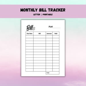 Monthly Bill Tracker, Bill Payment, Expense Tracker, Finance Tracker,  Classic Planner, Classic Tracker, Monthly Bill Log, Bill Planner