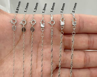 Collar con cadena Singapur de oro blanco de 14k (de 16 a 24 pulgadas)