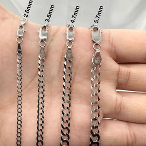 14kt Solid White Gold Curb Cuban Chain Necklace (2.6mm-5.7mm Wide)