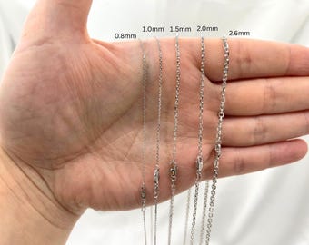 18k White Gold Cable Chain Necklace: Diamond Cut, 16-24 Inch