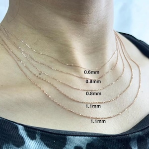 14k Solid Rose Gold Diamond Cut Cable Chain Necklace (16-20&quot; Length)