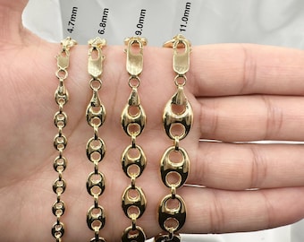 14K Gold Puffed Mariner Gliederkettenhalskette (4,7 mm bis 11,0 mm)