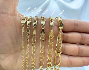 10k フィガロチェーンネックレス　ゴールド　 10K イエローゴールド フィガロネックレス 幅2.2mm 45cm-50cm OGMP