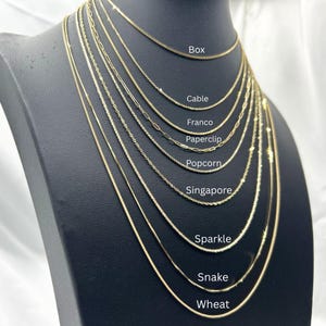 Massive 14 k Gold verstellbare Halskette, 22 "oder 30" Zoll lang, Box, Kabel, Franco, Paperclip, Popcorn, Seil, Singapur, Sparkle, Schlange, Weizen