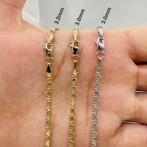Solid 14k Gold Heart Chain Link Necklace, Yellow or White Gold, Available in Bracelet or Necklace, 14k Gold, 7&quot;-18&quot;, 3.0mm Or 3.2mm Wide