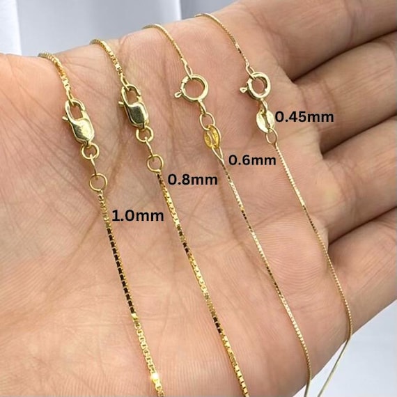 10k Solid Yellow Gold Box Chain Necklace (16-30" Lengths)