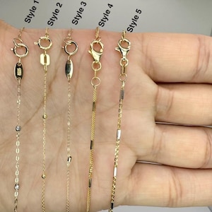 14k Solid Yellow Gold Saturn Chain Necklace: Layering Bead Chain, 16-20 Inches