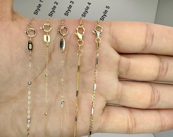14k Solid Yellow Gold Saturn Chain Necklace: Layering Bead Chain, 16-20 Inches
