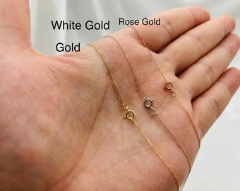 Solid 10k Gold Diamond Cut Cable Chain, 0.6mm, Danity Necklace