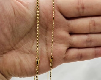 Solid 18k Gold Bead Chain Necklace - 1.5mm Wide