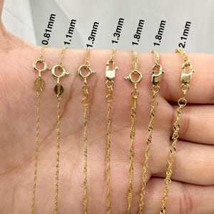 14k Gold Singapore Chain Necklace: Solid Gold, 16-24 Inches