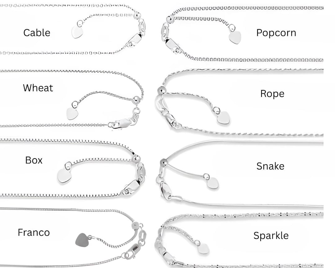 14k White Gold Adjustable Necklace: Box, Cable, Rope & More - Etsy