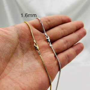 Collar de cadena Franco de oro macizo de 18 k: 1,6 mm de ancho, cierre de langosta
