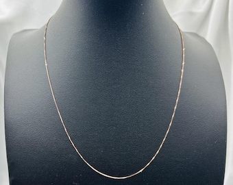18K Rose Gold Box Kettenhalskette, 18 Zoll, 0,6 mm breit