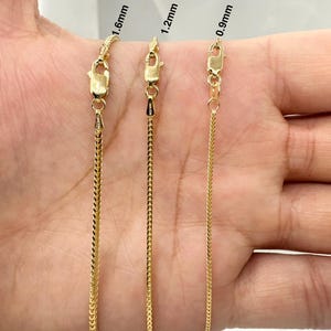 Solid 14k Gold Franco Chain Necklace, 16&quot; - 24&quot; Inches Long, 0.9mm TO 1.6mm Wide, Real 14k Gold