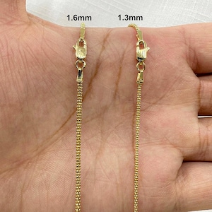 Colar de corrente de pipoca de ouro 14k: ouro maciço, 1,3 mm ou 1,6 mm de largura