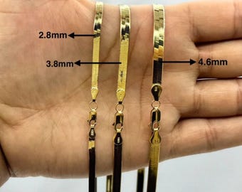 Collar de cadena de espiga de oro macizo de 10 quilates (16-24 pulgadas)