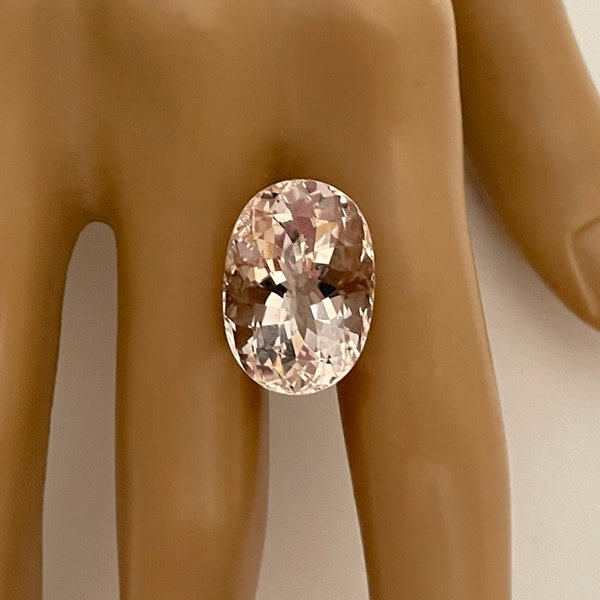 Pastel Pink Morganite Gemstone, Wholesale Priced 21.88 CTs, Oval Checkerboard Cut, UNTREATED