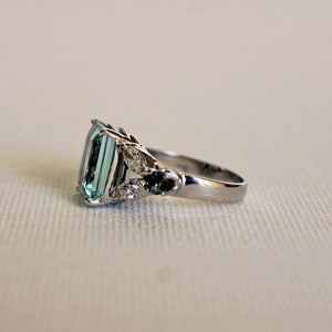 Aquamarine Engagement Ring With Diamonds and Blue-green - Etsy