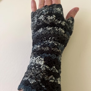Stormy Night Fingerless Gloves, Crocheted mitts, texting gloves