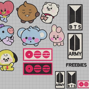BTS BT21 Mascots- Iron on Patches- FREE Gift Included!