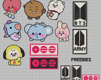 BTS BT21 Mascots- Iron on Patches- FREE Gift Included!