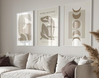 Boho Gallery Wall Art Set: Modern Abstract Prints (Digital Download)