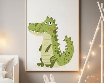 Dinosaur Nursery Poster | Cute Dino Wall Art for Kids | Boys Room Decor | Jurassic Animal Print | Digital Download | Playroom Artwork