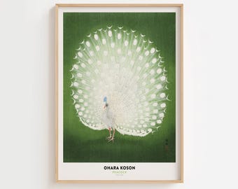 Ohara Koson Peacock Print: Vintage Japanese Woodblock Art (Digital Download)