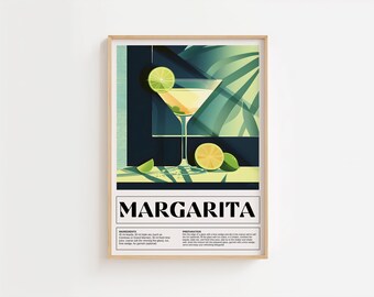 Margarita Cocktail Print: Retro Bar Kitchen Wall Art (Digital Download)
