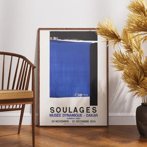 Soulages Blue Museum Exhibition Poster, Printable Wall Art, Modern Gallery Wall, Trendy Large Art, Pierre Soulages poster, Living Room Decor