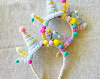 Party Headband, Rainbow Birthday Headband, Handmade Pipe Cleaner Party Crown, Colorful Birthday Hat Headpiece, Kids Celebration Accessory
