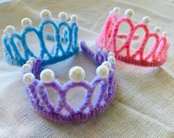 Handmade Princess Tiara Headband, Pearl Princess Crown, Birthday Crow for kids, Party Favour Fairy Princess Crown, Birthday PhotoShoot Crown